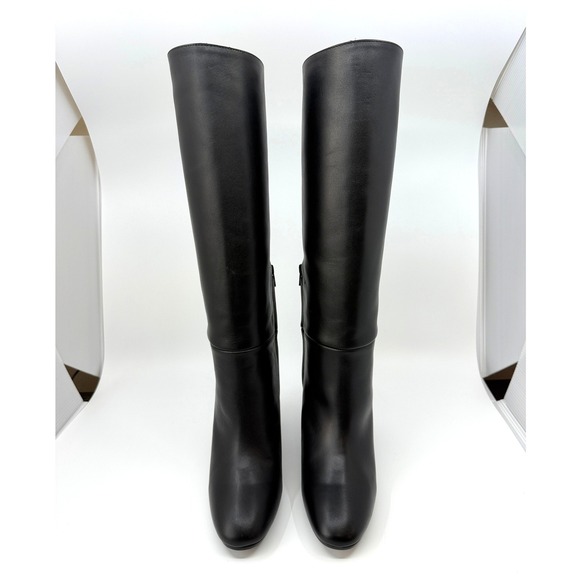 Inez Paloma Black Calf Boots Leather Knee High Block Heel Womens Size 6 - Picture 2 of 16